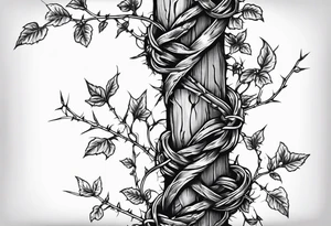 Barbed wire with poison oak vine wrapped  around it for a spine tattoo tattoo idea