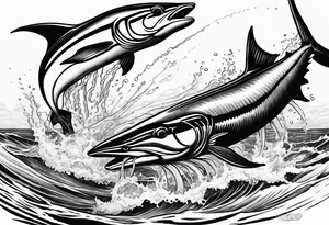 Giant squid fight with and pulling down a black marlin. tattoo idea