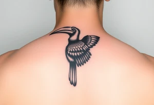 picture of a Kalimantan hornbill with a picture of a woven shield mat tattoo idea