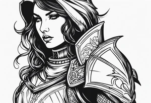 Dark fantasy women knight traditional tattoo idea