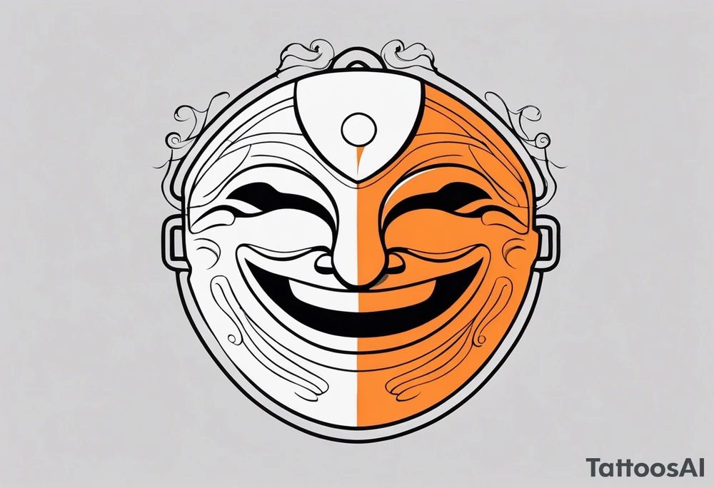 Laughing mask that is orange and black tattoo idea