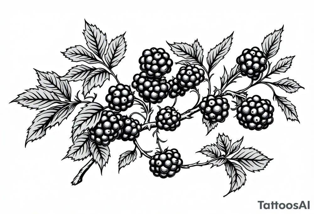 American traditional style Blackberry vine in a line tattoo idea