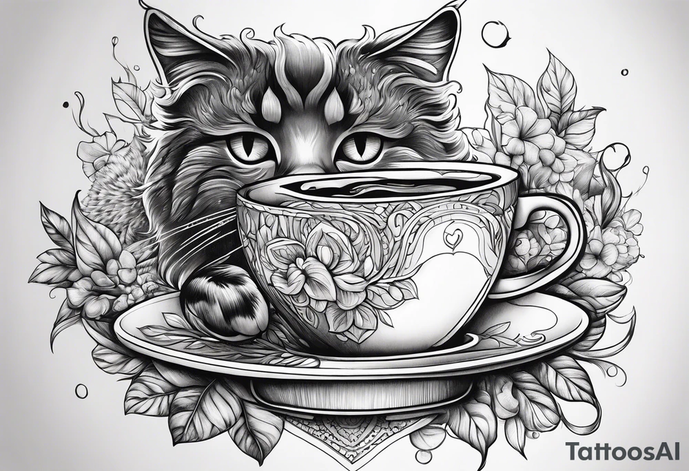 Coffee cat lover tattoo idea