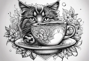 Coffee cat lover tattoo idea
