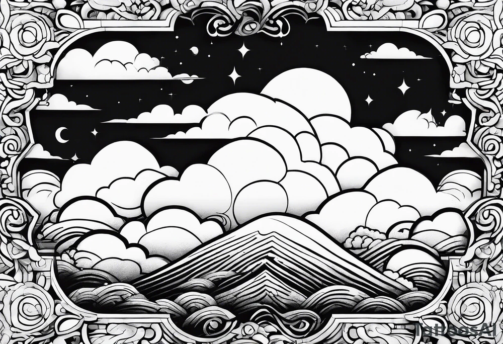 transitional cloud pattern tattoo idea