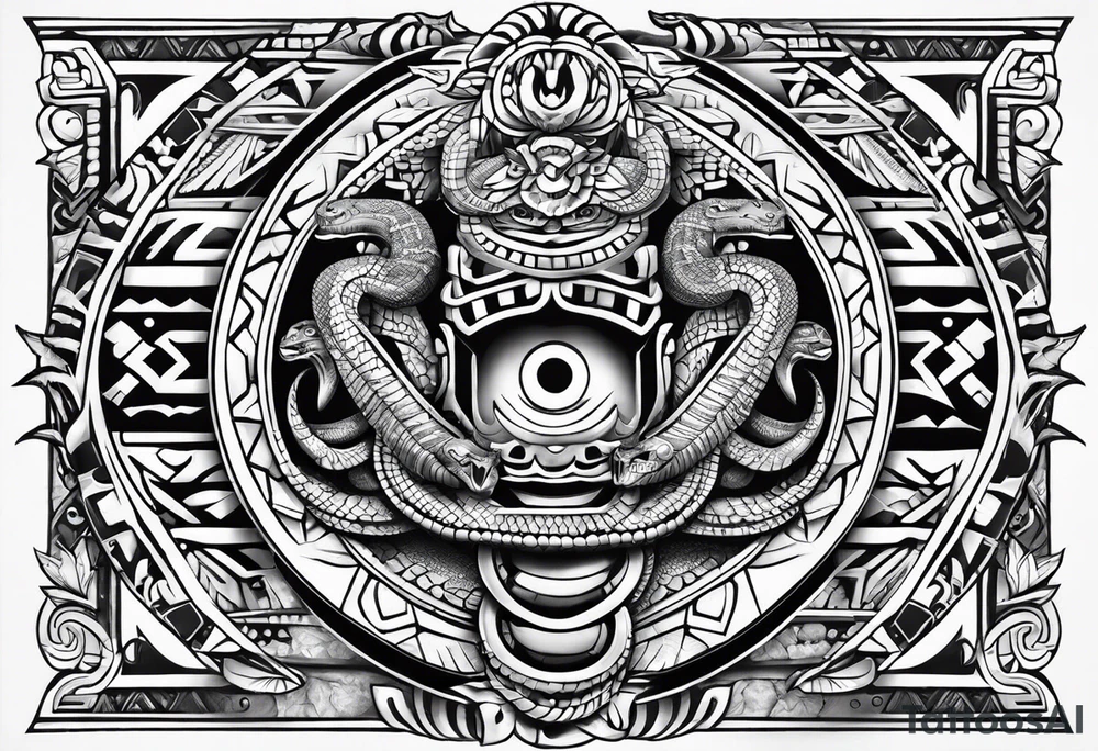 aztec snake sleeve tattoo idea