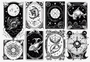 night sky, showing zodiac sign for Pisces and Taurus. upper arm sleeve tattoo tattoo idea