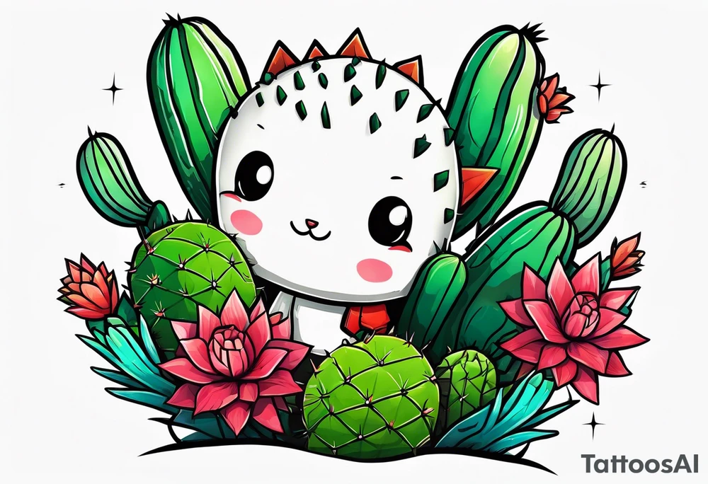 Nerdy cactus tattoo idea