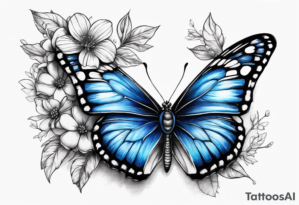 Blue butterfly tattoo idea