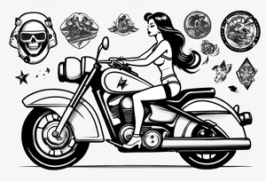 Pinup doll riding motorbike tattoo idea