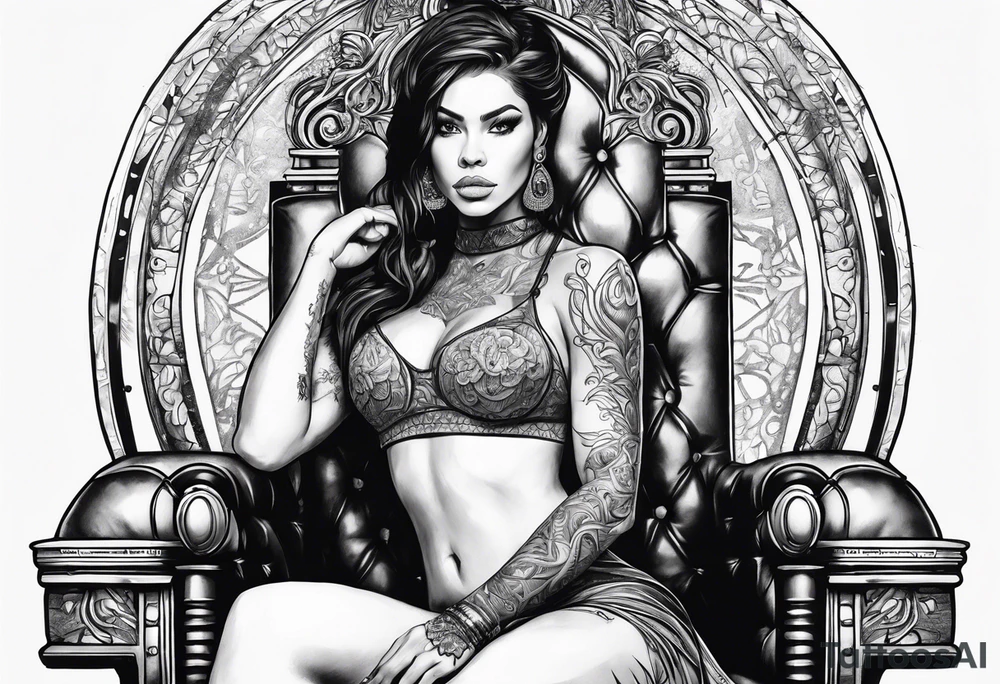 Fierce Woman on throne tattoo idea