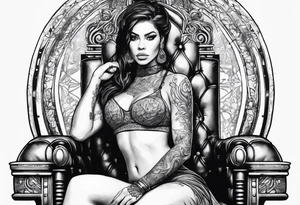 Fierce Woman on throne tattoo idea