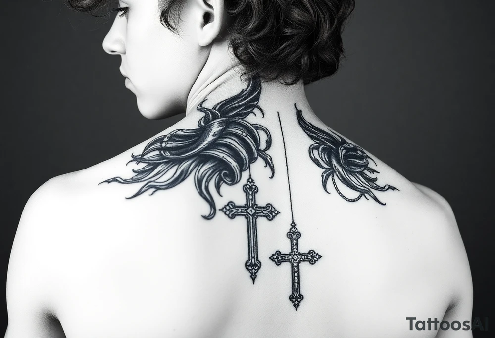 i want a picture of a teenage boy around 17 thats mix and has curly hair falling into the ebassy but jesus reaching down grabbing his hand with a cross in the mix tattoo idea