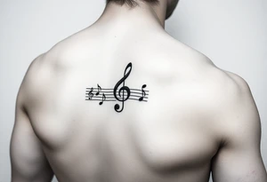 Music staff with treble clef at beginning of line and music notes tattoo idea
