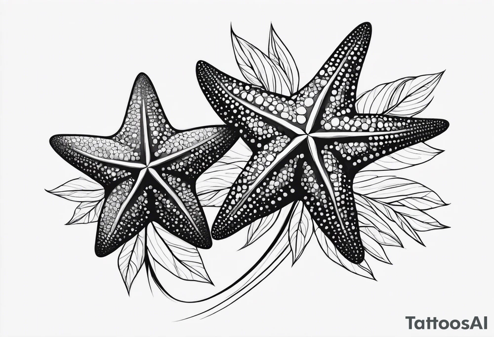 Two Starfish wrapped by olive branch tattoo idea