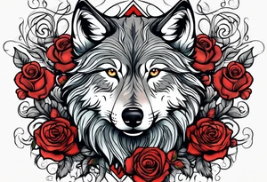 Wolf with rose tattoo idea