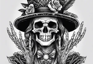 Skeleton holding up 3 fingers tattoo idea