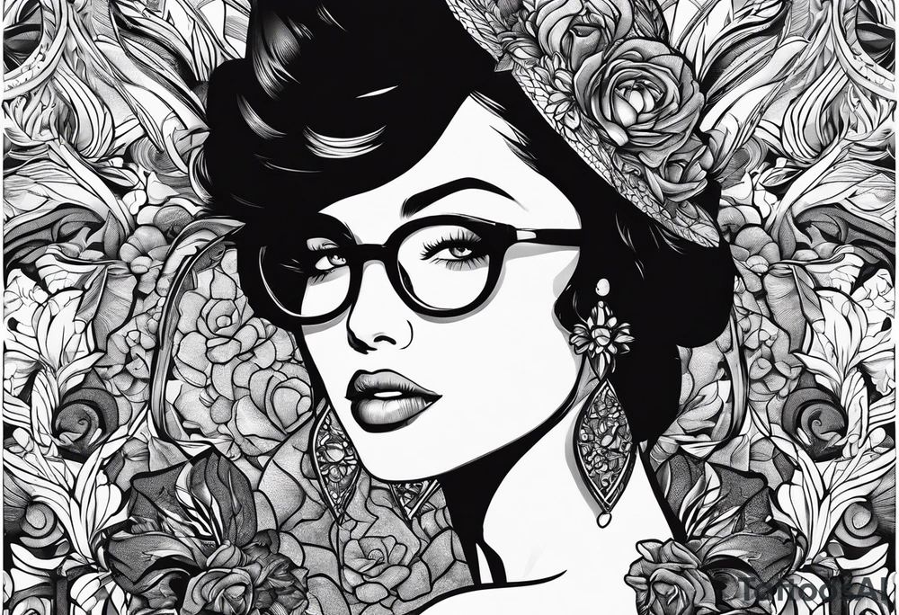 Life finds a way saying add glasses to woman tattoo idea