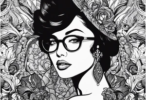 Life finds a way saying add glasses to woman tattoo idea