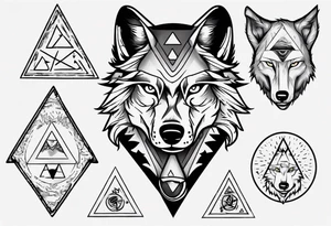 wolf head with triangle on forehead tattoo idea