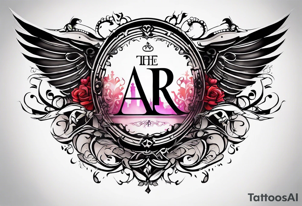 The letters AR together with the words always ready going down the side of the letters tattoo idea