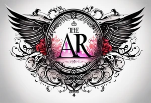 The letters AR together with the words always ready going down the side of the letters tattoo idea