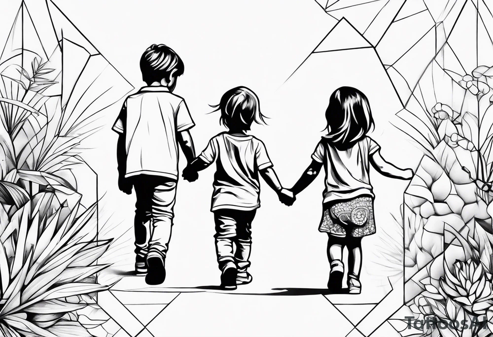 little 
1 boy 1 girl 1 toddler girl walking tattoo idea