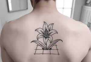 lily coming up out of the tile floor in front of bathroom sink tattoo idea