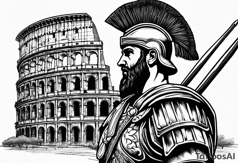 Roman soldier colosseum in background tattoo idea