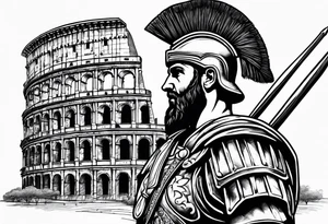 Roman soldier colosseum in background tattoo idea