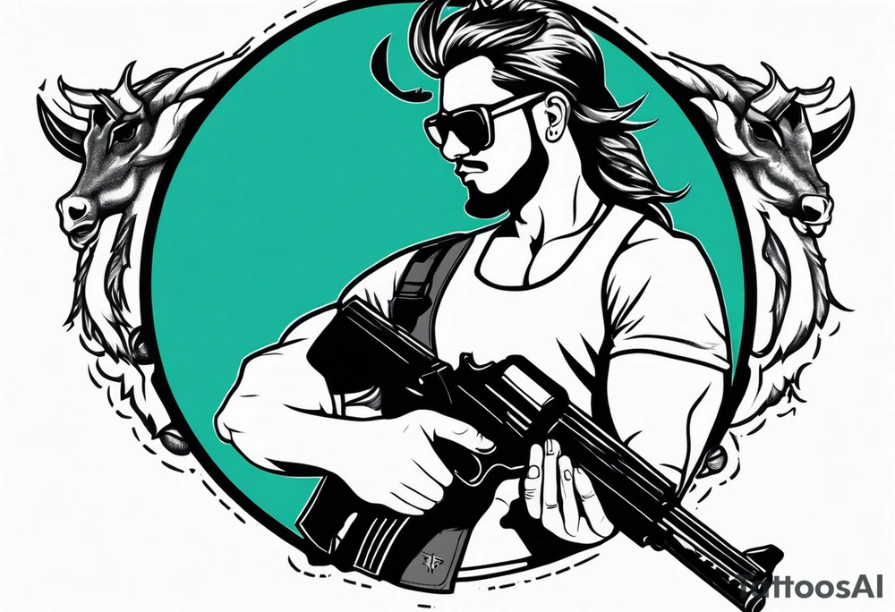 capricorn man with sunglasses and gun tattoo idea