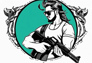 capricorn man with sunglasses and gun tattoo idea