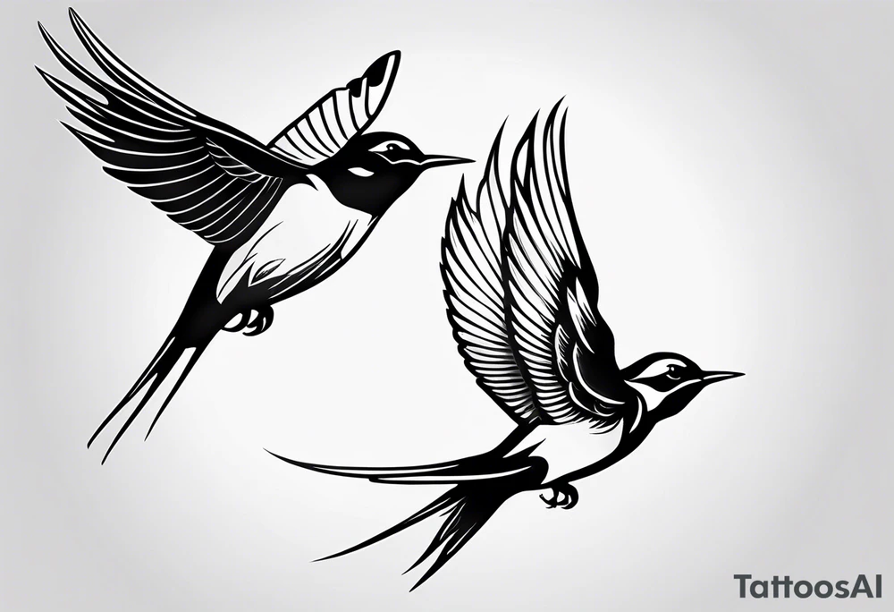 Design a forearm tattoo featuring a minimalist swallows in flight, symbolizing freedom and new beginnings tattoo idea