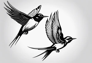 Design a forearm tattoo featuring a minimalist swallows in flight, symbolizing freedom and new beginnings tattoo idea