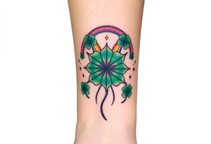 Star four leaf clovers and rainbows tattoo idea