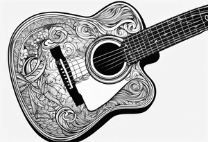 folk guitar on the calf tattoo idea