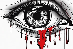 Bleeding tear flows to down from eye sleeve tattoo design tattoo idea