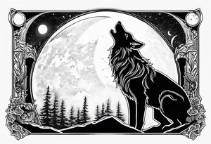 T.R.K. and wolf howling at the moon tattoo idea
