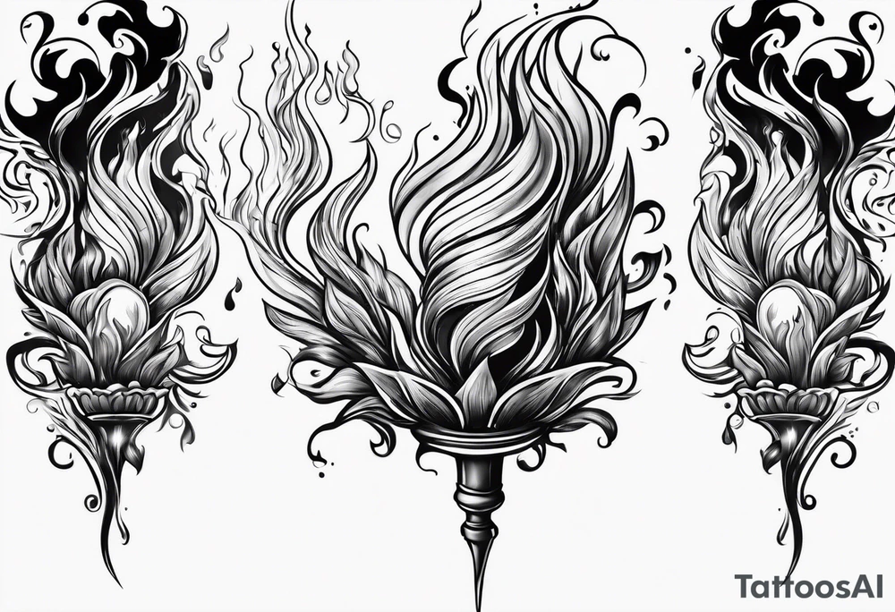Flaming torch melting into water tattoo idea