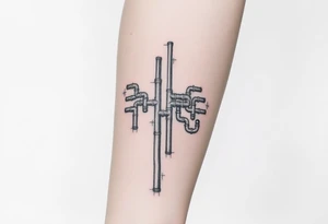 vertical System of thin pipes that transitions outwards of sides and end into thick, widespread 
veins of forearm tattoo idea