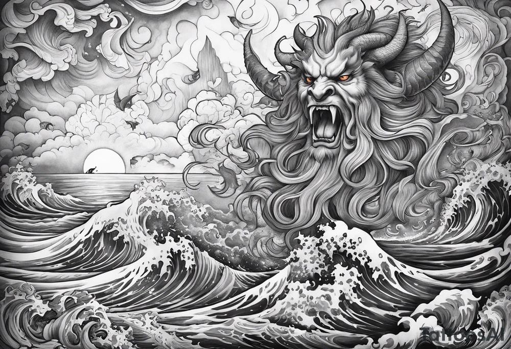 Satan in a sea of souls tattoo idea