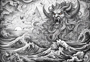Satan in a sea of souls tattoo idea