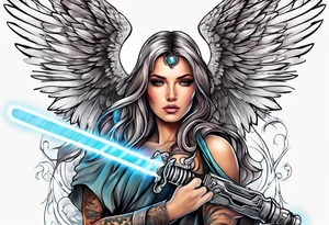 Angel with a lightsaber tattoo idea
