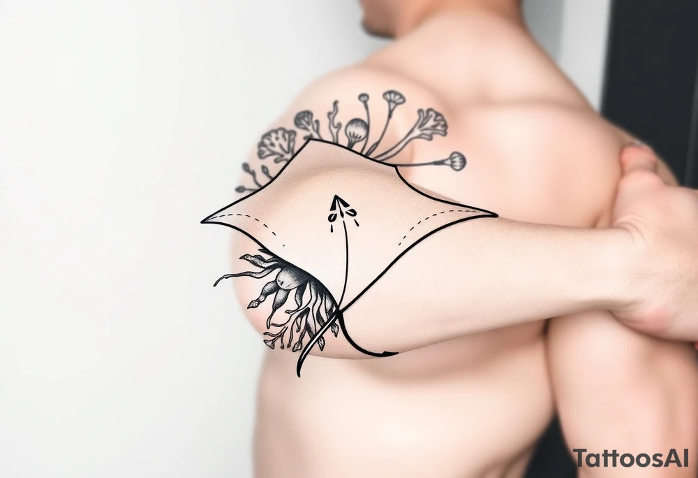 stingray, coral, jellyfish tattoo idea