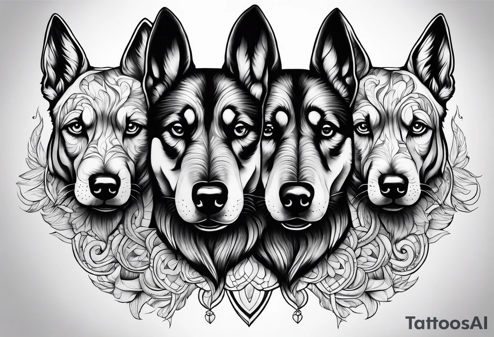 A three headed dog tattoo idea