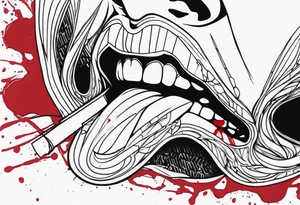 protruding tongue with blood streaks tattoo idea