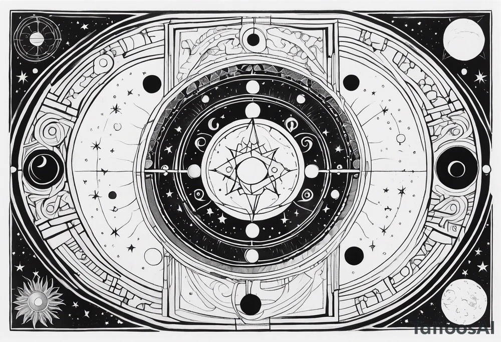 Astrology, Cancer, Natal Chart, symbolic, vision, yin yang, the moon, the sun, Uranus, Pluto, spiritual third eye, mystical armband tattoo idea