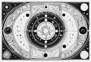 Astrology, Cancer, Natal Chart, symbolic, vision, yin yang, the moon, the sun, Uranus, Pluto, spiritual third eye, mystical armband tattoo idea
