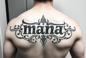 Tattoo cover up around the  word mana and create a Tamoko around the tattoo from the descent of Māori ihaia Of the north Island tattoo idea