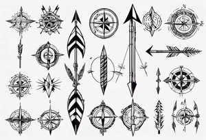 hunting arrow with compass tattoo idea